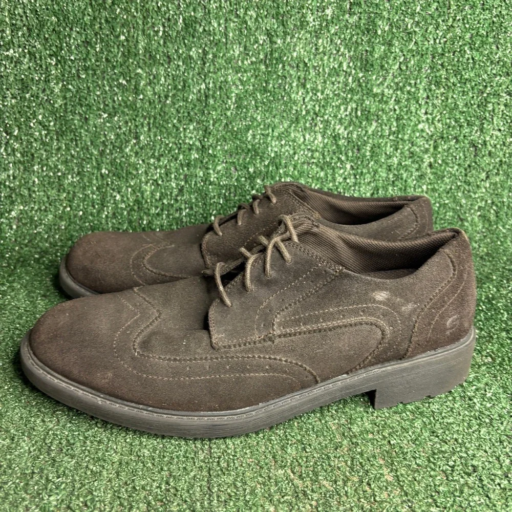 Skechers 62334 Wingtip Brogue Suede Lace Up Oxford Chocolate Brown Mens Size 12